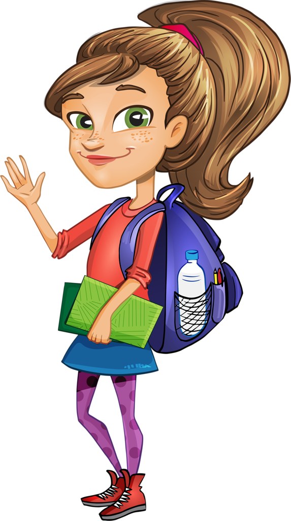 Escola & Formatura - Girl Student Vector Png (573x1024), Png Download