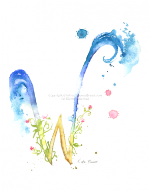Watercolor Letter W (380x380), Png Download