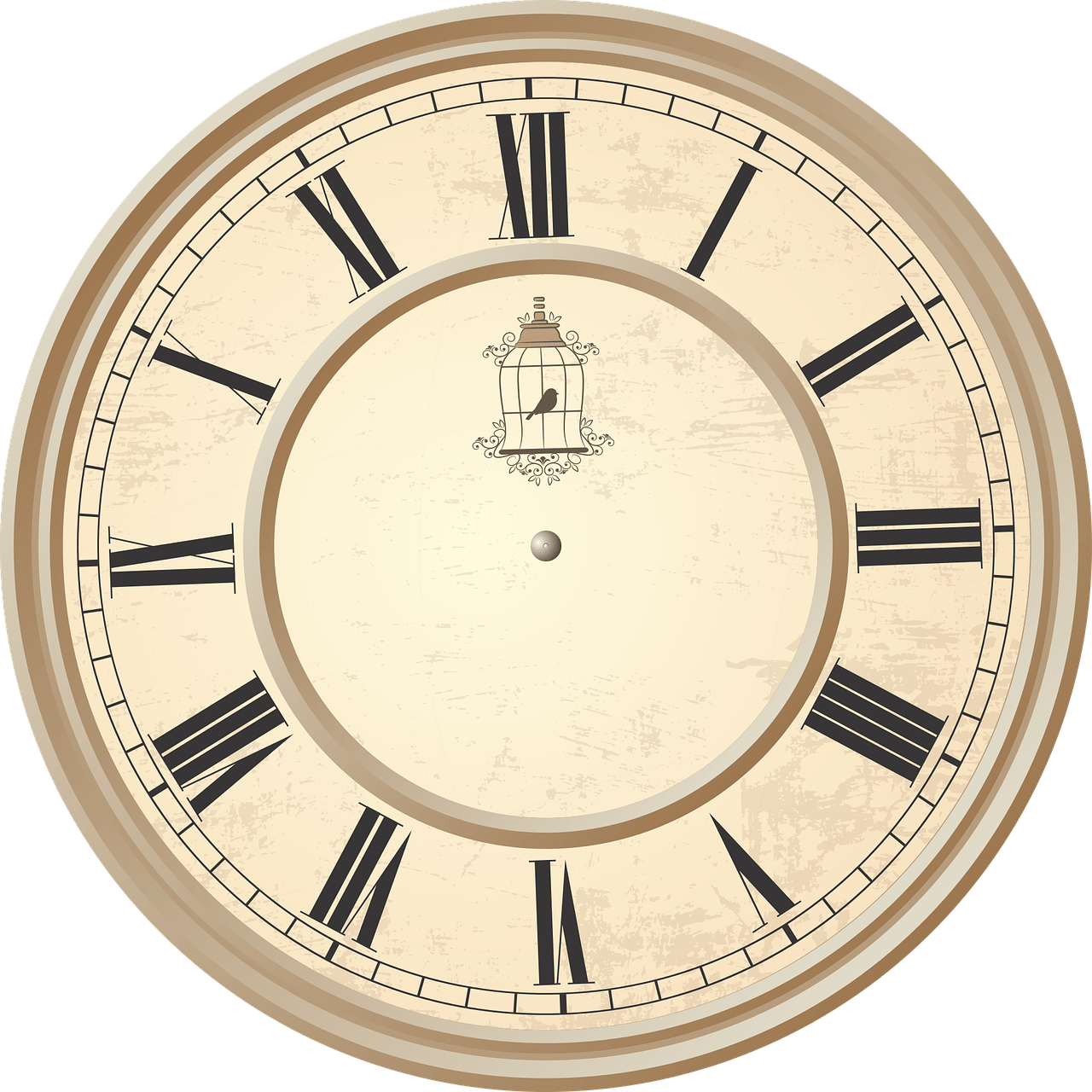 Clock Roman Numerals Birdcage Antique Clock Full Size Png Download Seekpng