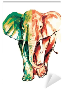 Watercolor Illustration Of An African Elephant Wall - Indian Elephant (400x400), Png Download