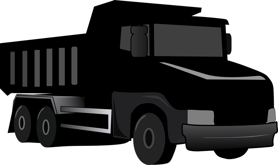 Truck Construction Transportation - Clipart Dumb Truck In Black And White (960x570), Png Download