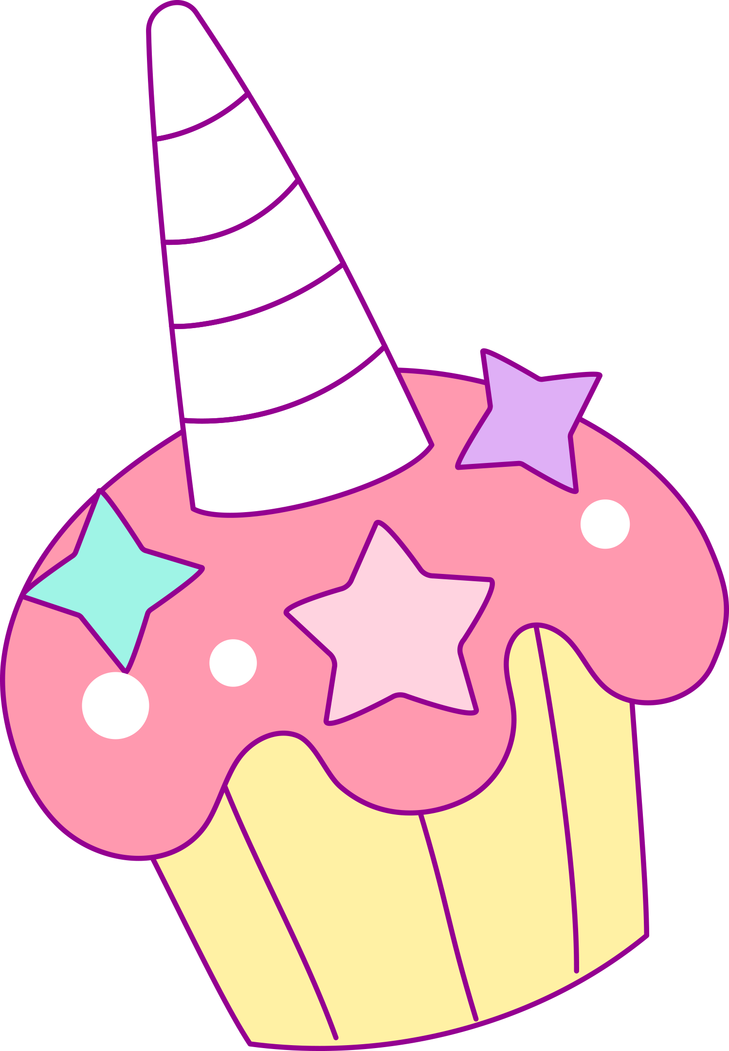 Unicornio, Cupcake, Estrellas - Unicorn Clipart Png (333x480), Png Download