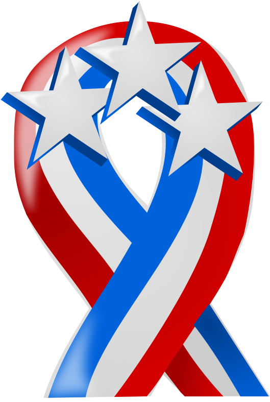 Red White And Blue Ribbon With Stars Svg Clip Arts (390x594), Png Download