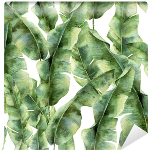 Watercolor Pattern With Banana Palm Leaves - Botanische Print (400x400), Png Download