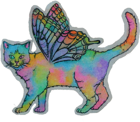 Cat Rainbow Glitter Kitten Colourful Feline Pastel - Cat (500x415), Png Download