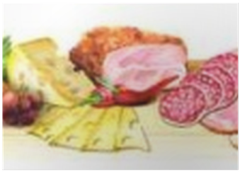 Panoramic Image Of Smoked Meat, Sausages And Cheese - Sausage (400x400), Png Download
