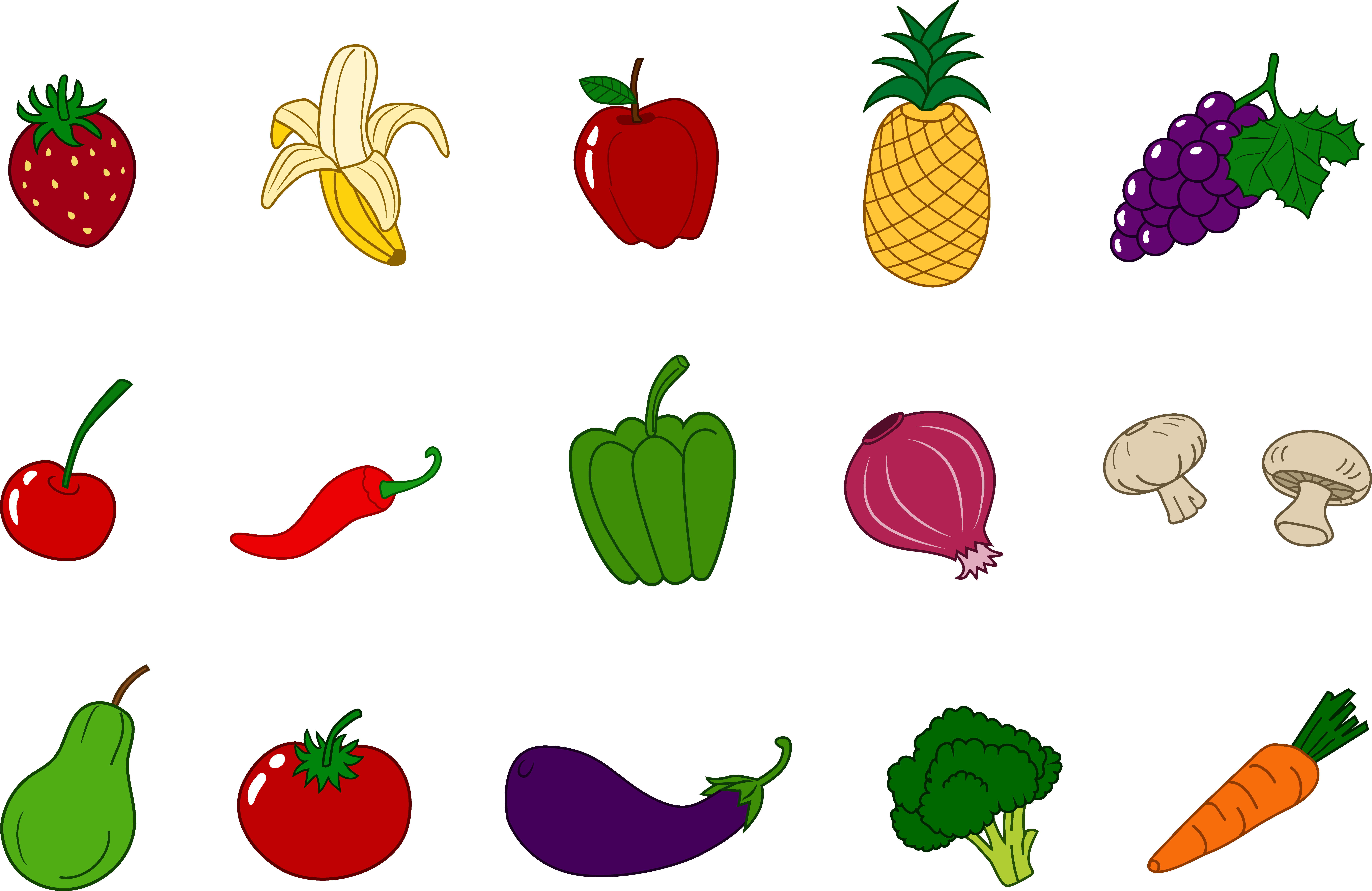 Fruits And Vegetables Clipart Png (9555x6207), Png Download