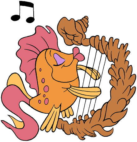 Carlotta Urchin Urchin Urchin Harpfish Playing Harp - Little Mermaid Under The Sea Fish (440x456), Png Download
