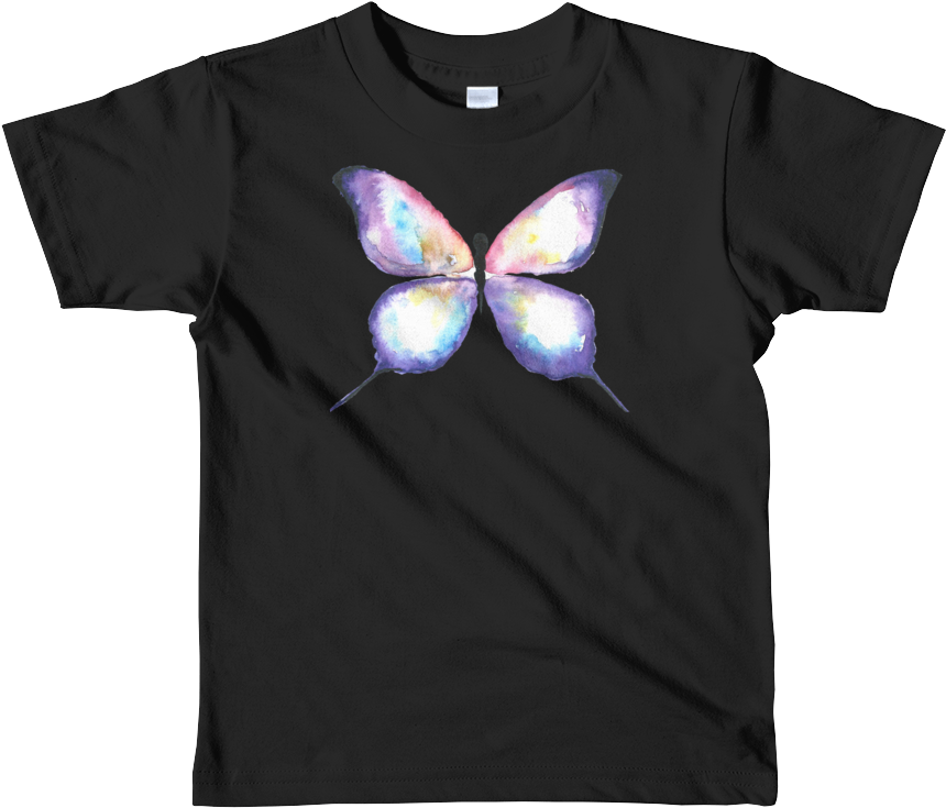 Lilac Watercolor Butterfly Short Sleeve Kids T-shirt - T-shirt (1000x1000), Png Download
