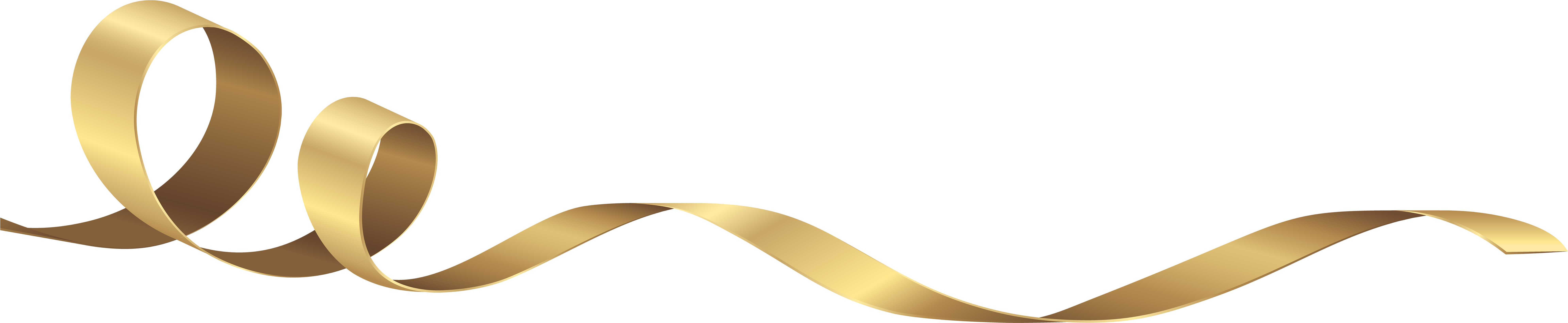 Decorative Gold Curly Tape Transparent Png Clip Art - Gold Curly Ribbon Png (8000x1675), Png Download