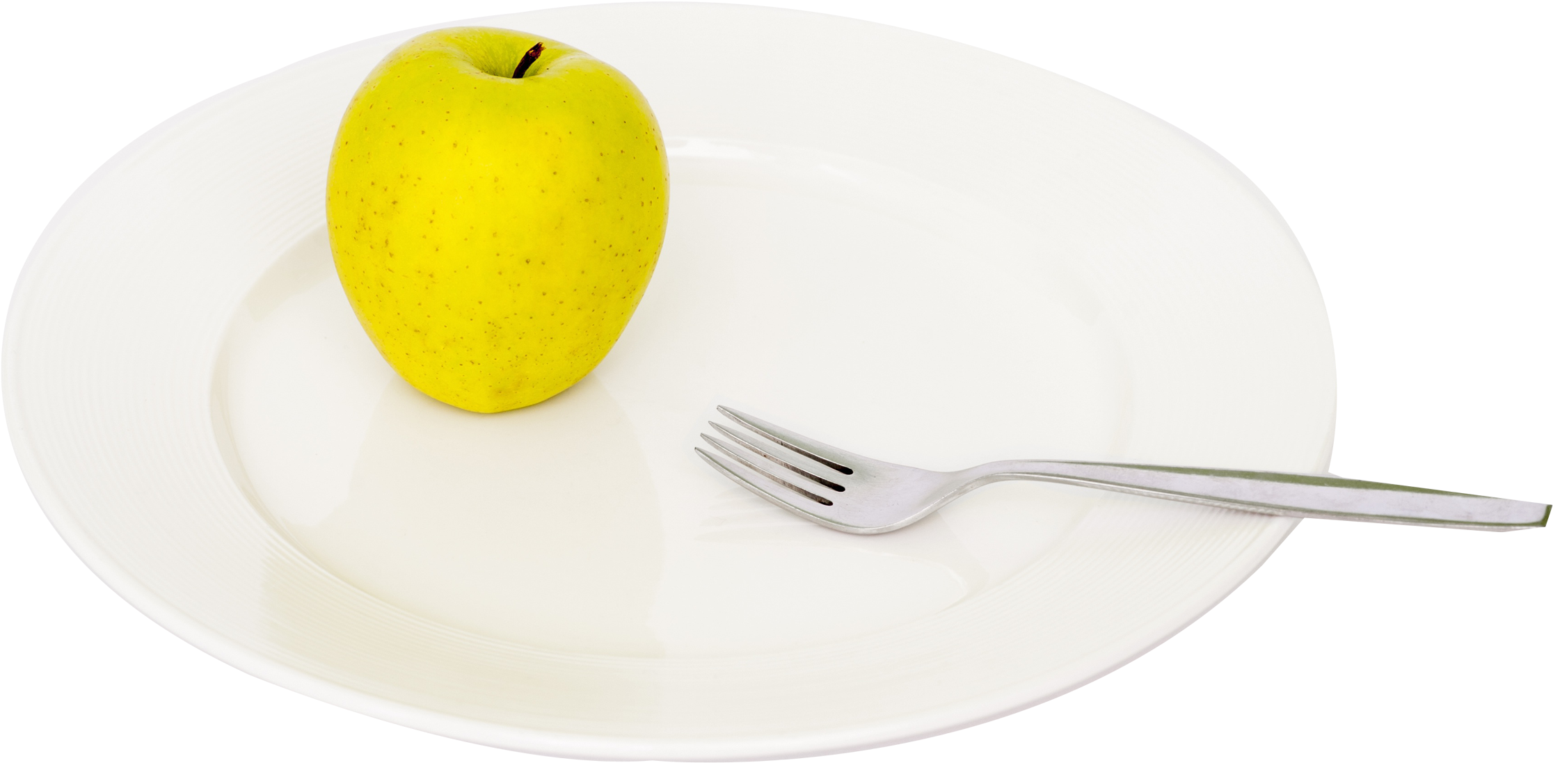 Apple And Fork On Plate Png Image - Plate Png (2400x1283), Png Download