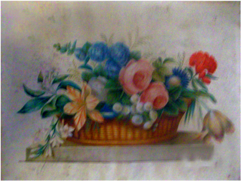 American School Folk Art Watercolor Still Life Flowers - Chrysanths (1024x1024), Png Download