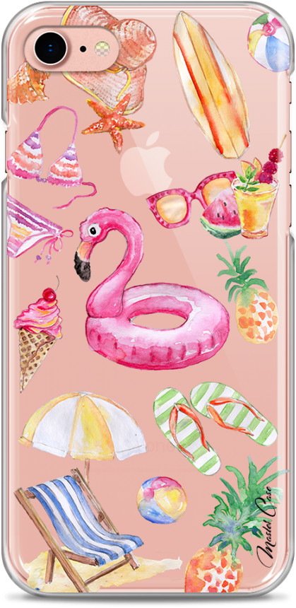 Coque Iphone 7plus/8plus Summer Watercolor Pattern - Mobile Phone Case (1230x900), Png Download
