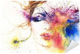 Woman Portrait - Skull Lady Face Watercolor Free (400x400), Png Download
