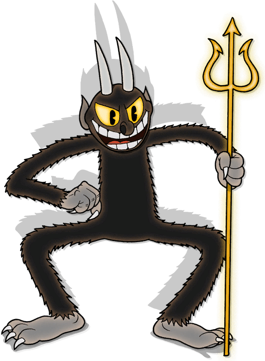 Cuphead The Devil Holding Trident - Cuphead Devil Png (533x715), Png Download