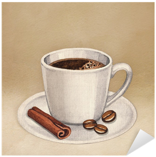 Watercolor Illustration Of Coffee Cup Sticker • Pixers® - Coffee (400x400), Png Download