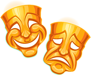 Golden Comic And Tragic Theater Mask, Symbol, Sadness, - Mascaras De Teatro Png (360x360), Png Download