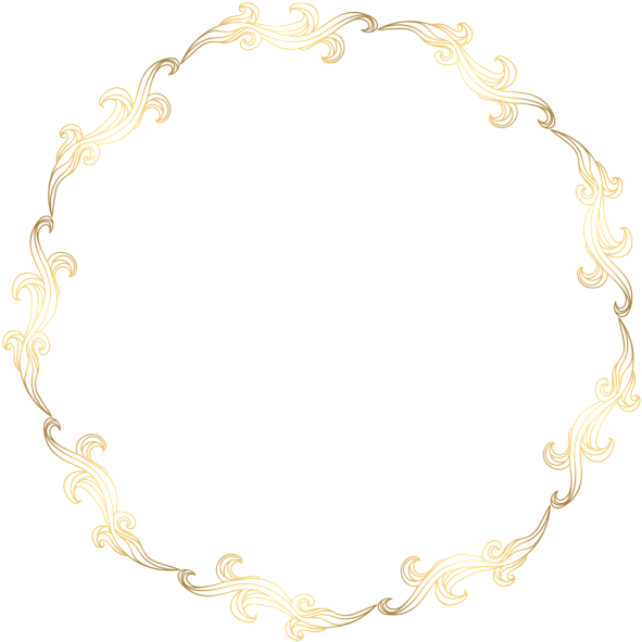 Floral Gold Round Border Png Transparent Clip Art Image - Portable Network Graphics (600x600), Png Download