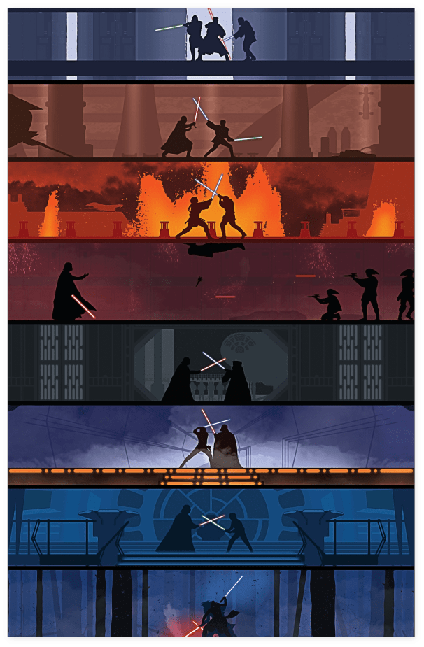 Star Wars Lightsaber Battles - Star Wars Lightsaber Battle Poster (1024x1024), Png Download