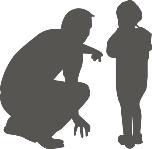 Vector Drawing Of A Man To Child - Man And Child Clipart (500x490), Png Download