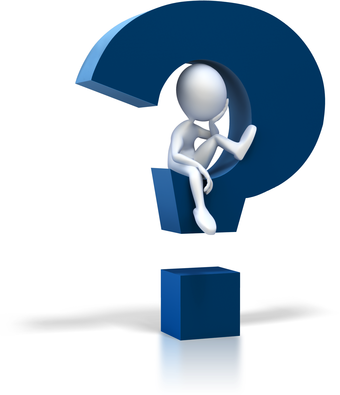 Figure Sitting In A Blue Question Mark - Question Mark Clip Art (1500x1600), Png Download
