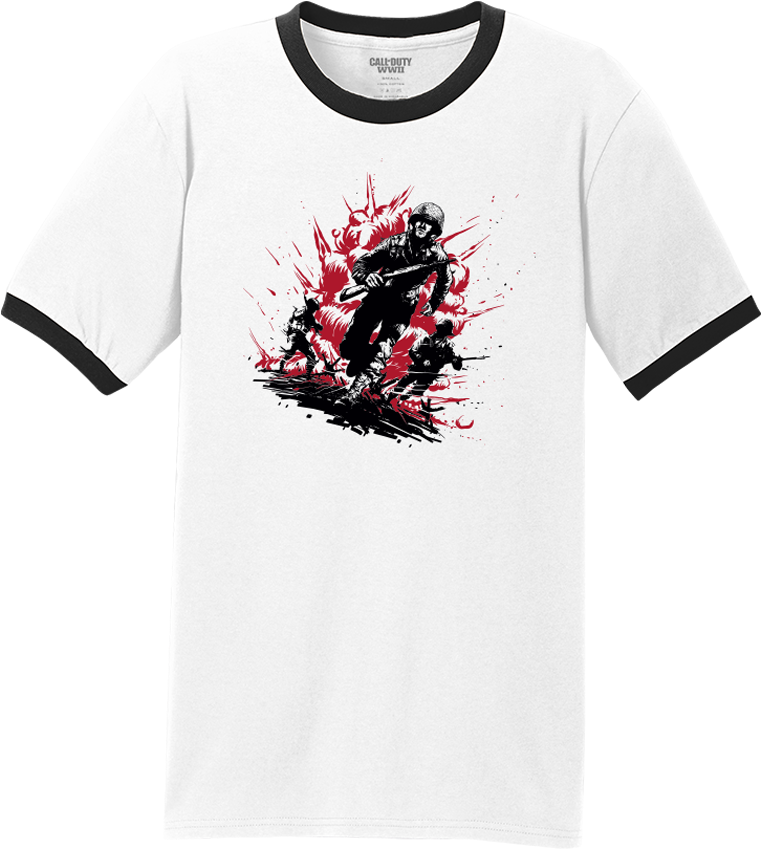 Cod Wwii Comic Charge T-shirt - T-shirt (1024x1024), Png Download