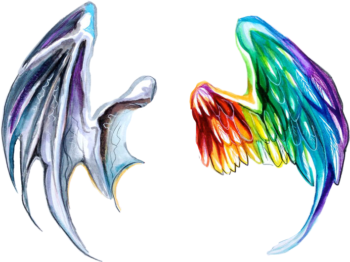 Report Abuse - Black With Color Tattoos Rainbow (708x529), Png Download