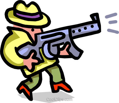 Gangster With Weapon - Cartoon Guns (480x414), Png Download