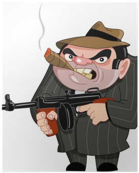 Cartoon Gangster With Gun (400x400), Png Download