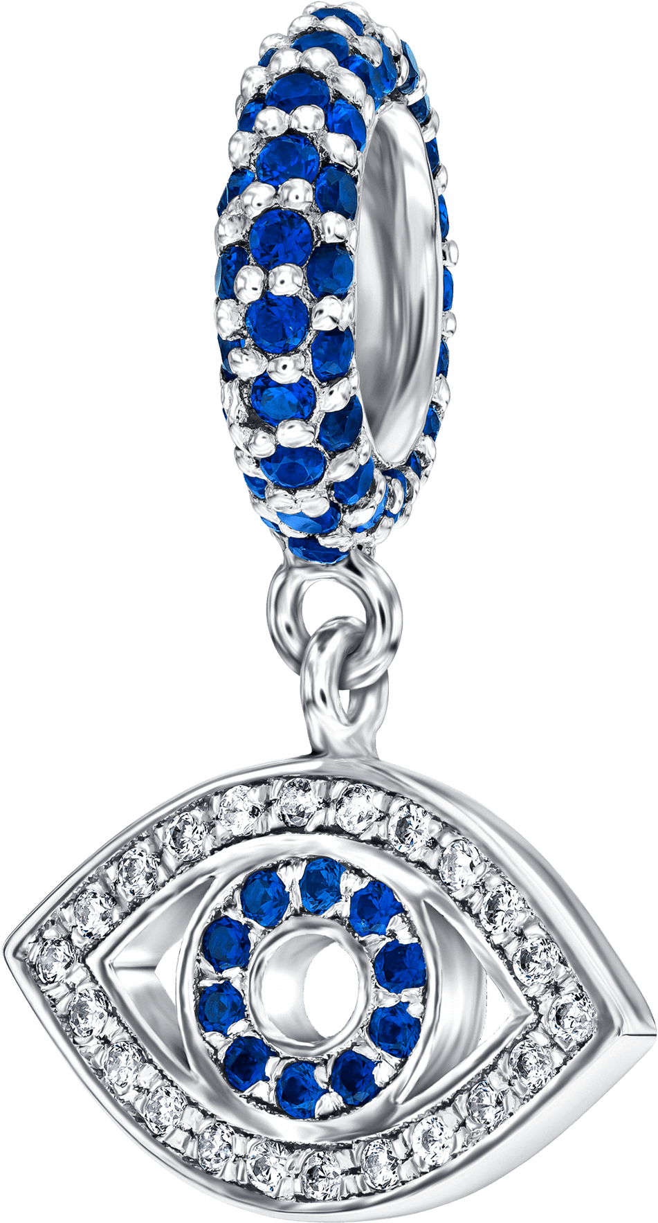 Evil Eye Bangle Charm Hanging On Pave Set Hoop - Locket (2000x2000), Png Download