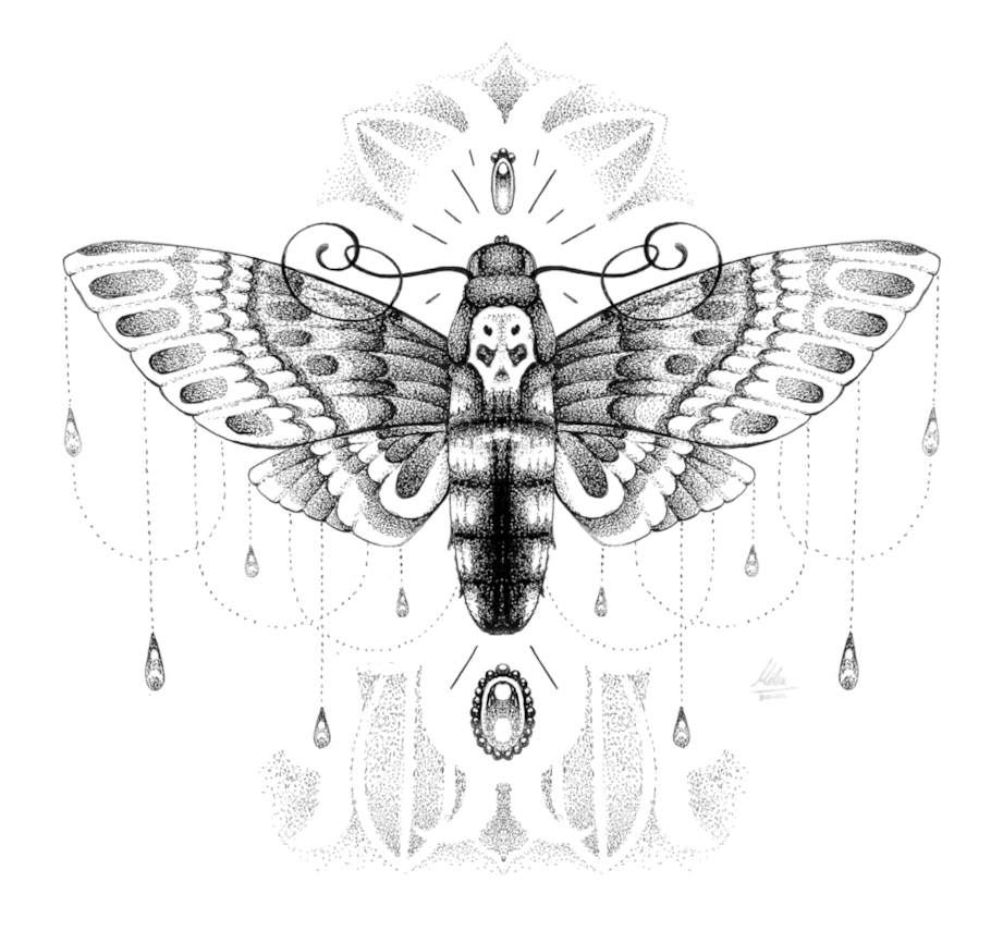 Dead Head Moth By Such - Death Moth Tattoo Sketch (920x868), Png Download