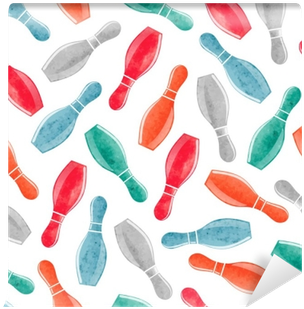 Seamless Pattern With Colorful Watercolor Bowling Pins - Bowling Pin (400x400), Png Download
