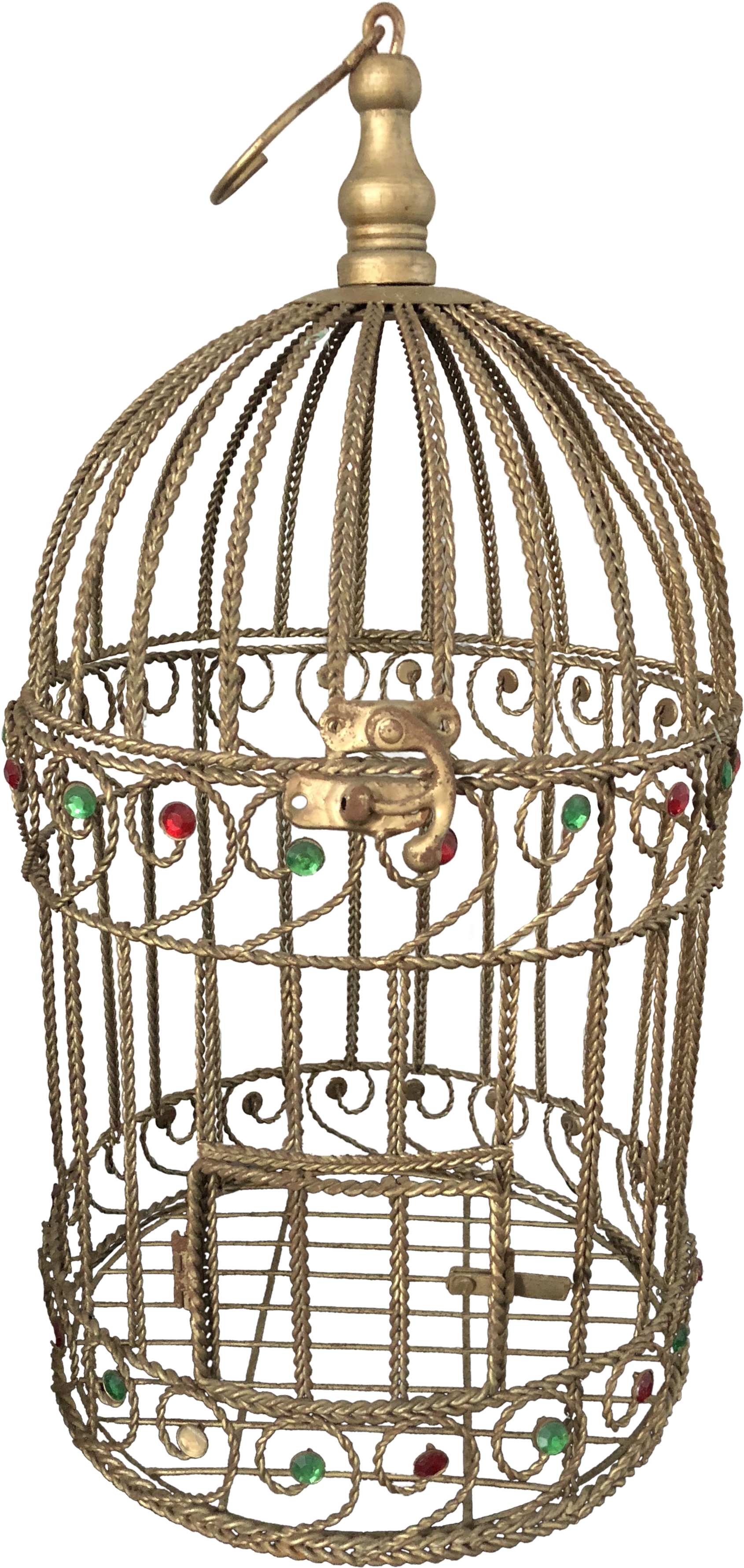 Vintage Braided Wire Jeweled Bird Cage - Birdcage (1877x3951), Png Download
