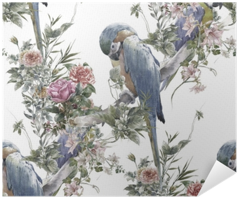 Watercolor Painting With Birds And Flowers, Seamless - Watercolor Painting (400x400), Png Download