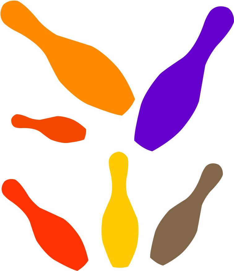Bowling Pin Shadows Clipart, Vector Clip Art Online, - Colourful Pin Bowling (780x900), Png Download