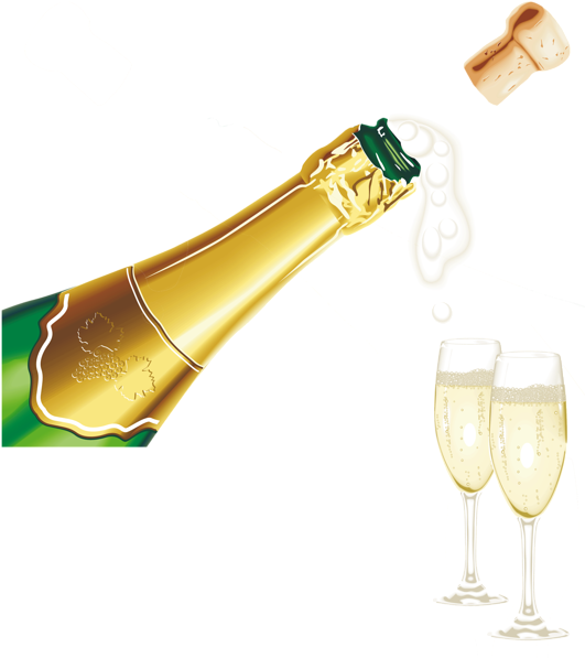 New Year Champagne With Glasses Png Clipart Picture - Happy New Year Champagne (537x600), Png Download