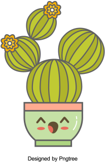 Cartoon Hand Painted Simple Flower Pot Flower Design, - Cactus Animados (360x360), Png Download