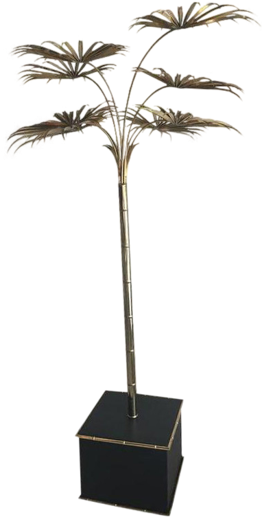 Italian Gold Palm Tree Metal Faux Bamboo Plant Brass - Gold (423x836), Png Download