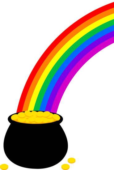 Free Pot Of Gold Clipart - Pot Of Gold Rainbow Clipart (369x550), Png Download