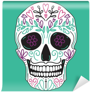 Teal And Purple Sugar Skull (400x400), Png Download