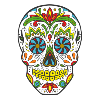 Sugar Skull Temporary Tattoo - Día De Los Muertos Skull 3.5" Button (350x350), Png Download