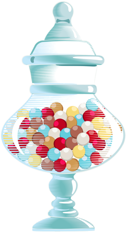 Gumball Clipart Candy Jar - Candies In A Bottle Clipart (305x500), Png Download