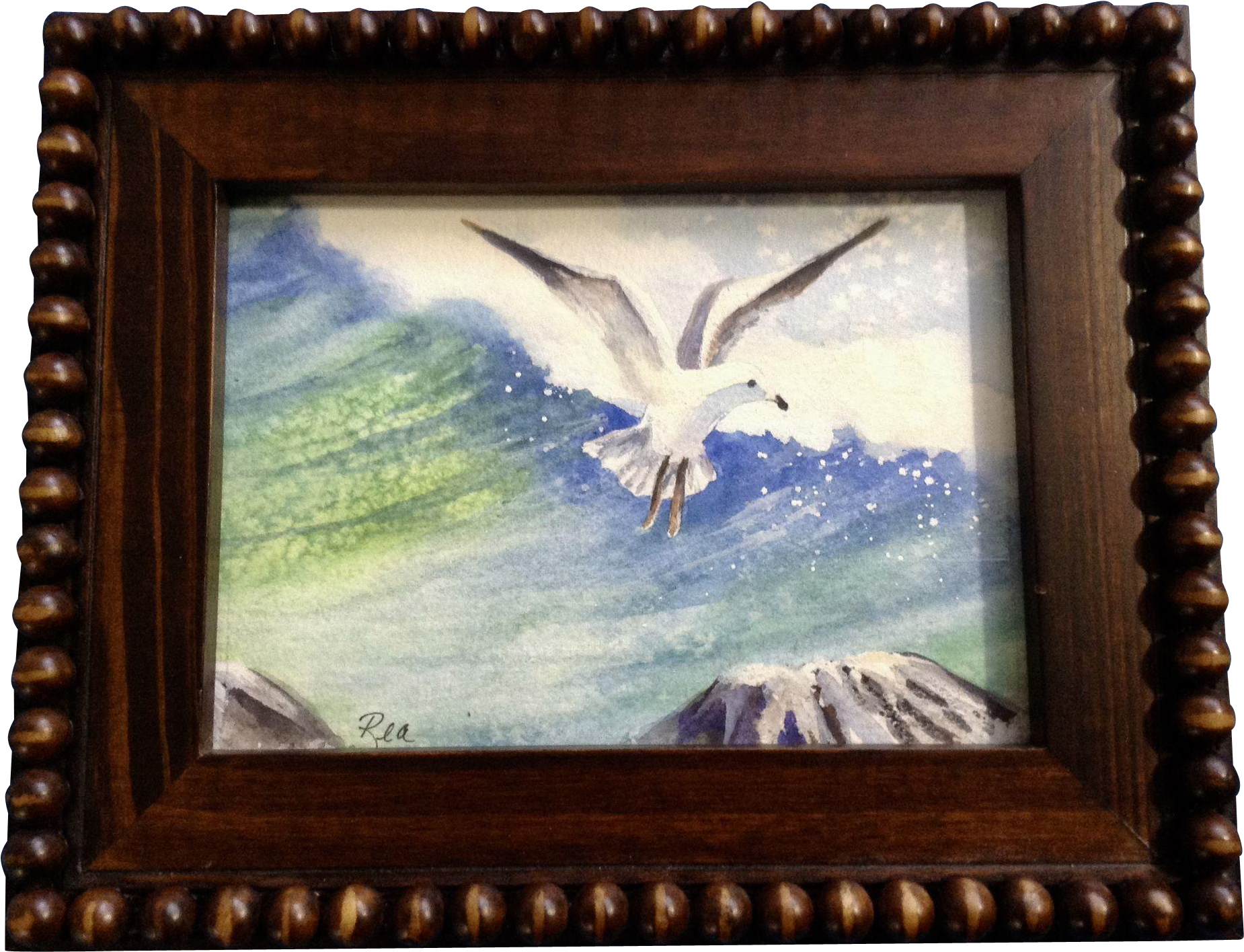 Lydia Rea, Seagull Flying Above Rocky Ocean Coast, - Picture Frame (1849x1849), Png Download