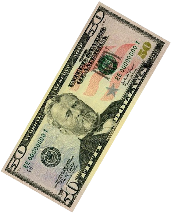 50dollars - 50 Dollar Bill Transparent (561x700), Png Download