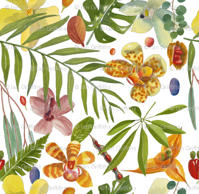 Tropical Leaves And Flora - World Parrot Trust (400x390), Png Download