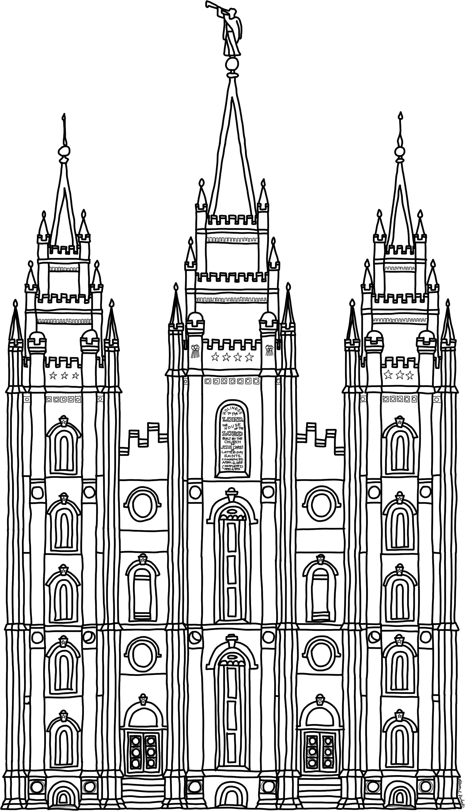 Salt Lake Temple - Salt Lake Temple Png (1969x3432), Png Download