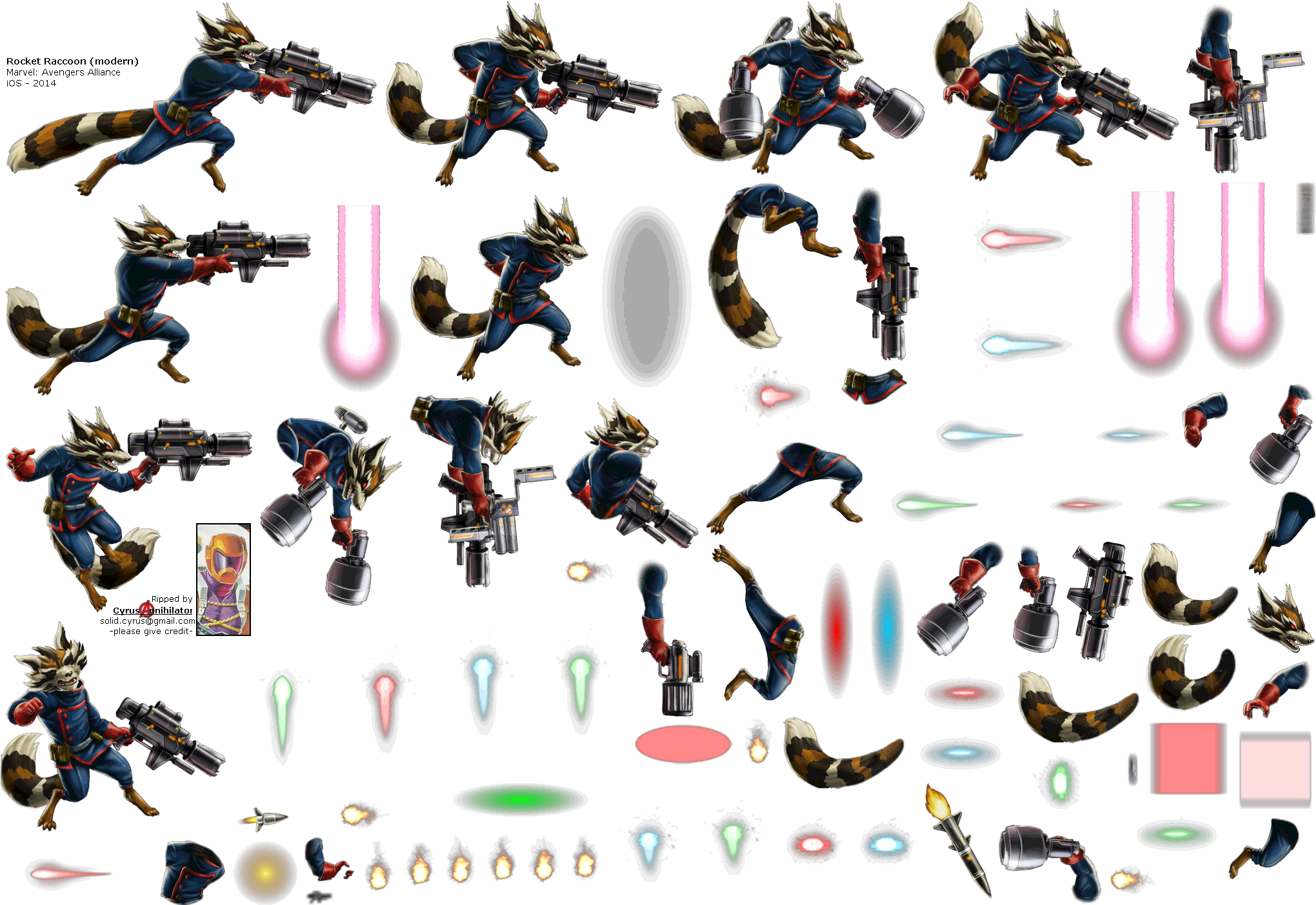 Click To View Full Size - Rocket Raccoon Sprite Sheet (2046x1416), Png Download