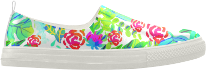 Cute Tropical Watercolor Flowers Apus Slip-on Microfiber - Slip-on Shoe (500x500), Png Download