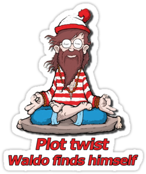 Where Are We Going And Why Are We In This Handbasket - Plot Twist Waldo Finds Himself (375x360), Png Download