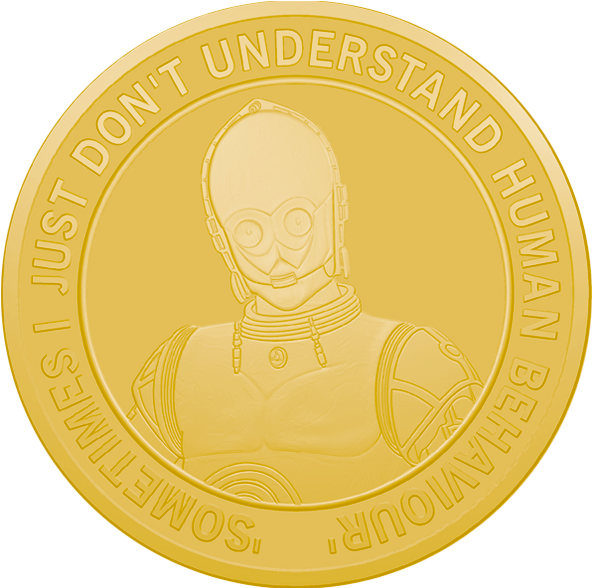 C 3po, Phonetically Spelled See Threepio - Coin (640x587), Png Download